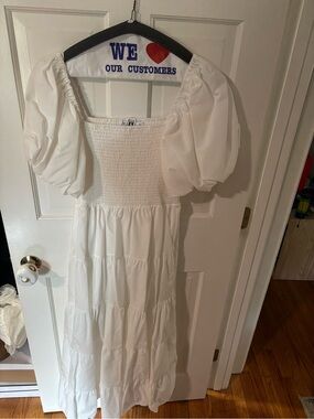 Petal & Pup White Maxi Dress with Puff Sleeves